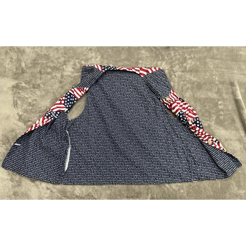 Patriotic 4th of July Vest Womens Large Pockets Flag USA America the Beautiful